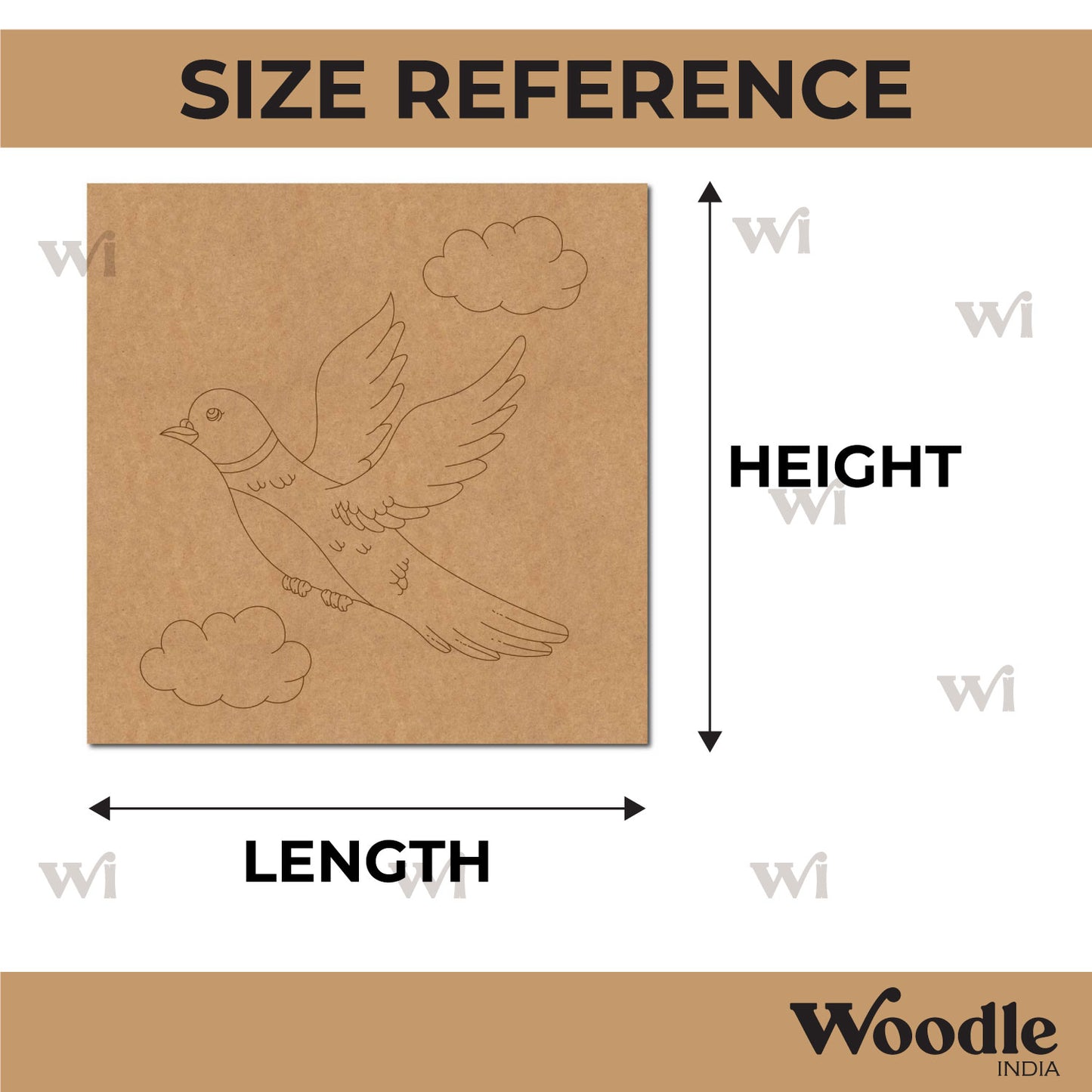 Dove Bird Clouds Pre Marked Base MDF Design 1