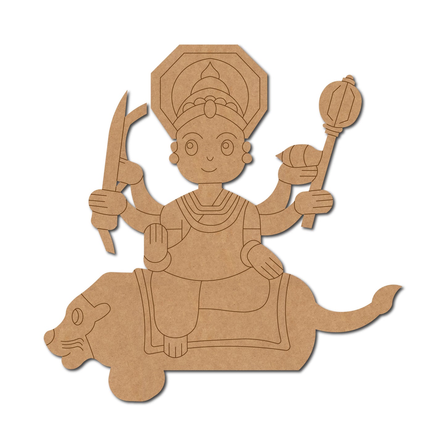 Durga Maa On Lion Pre Marked MDF Design 1