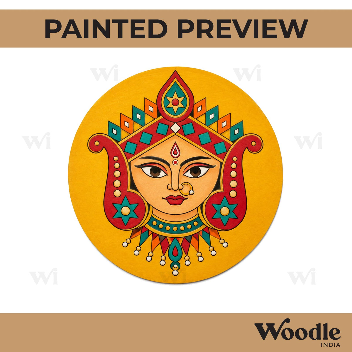 Durga Maa Pre Marked Round MDF Design 1