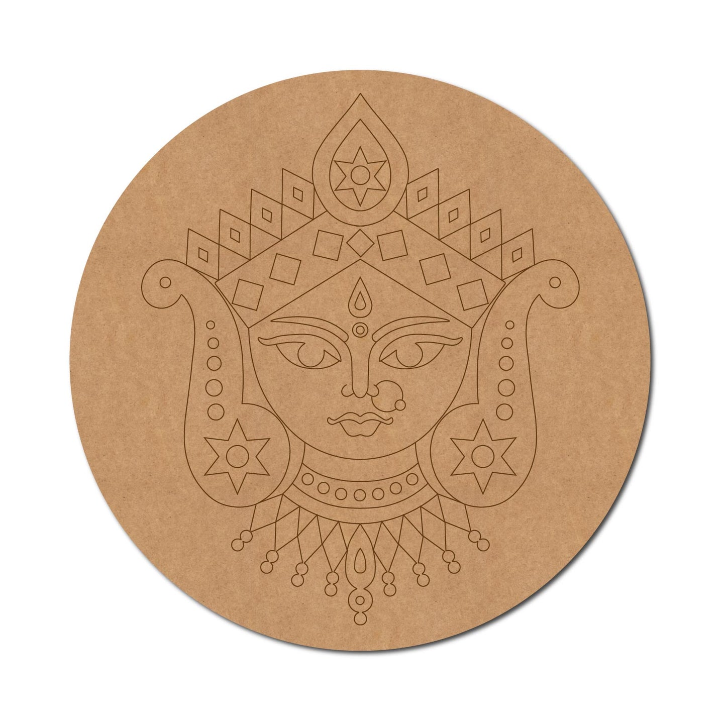 Durga Maa Pre Marked Round MDF Design 1