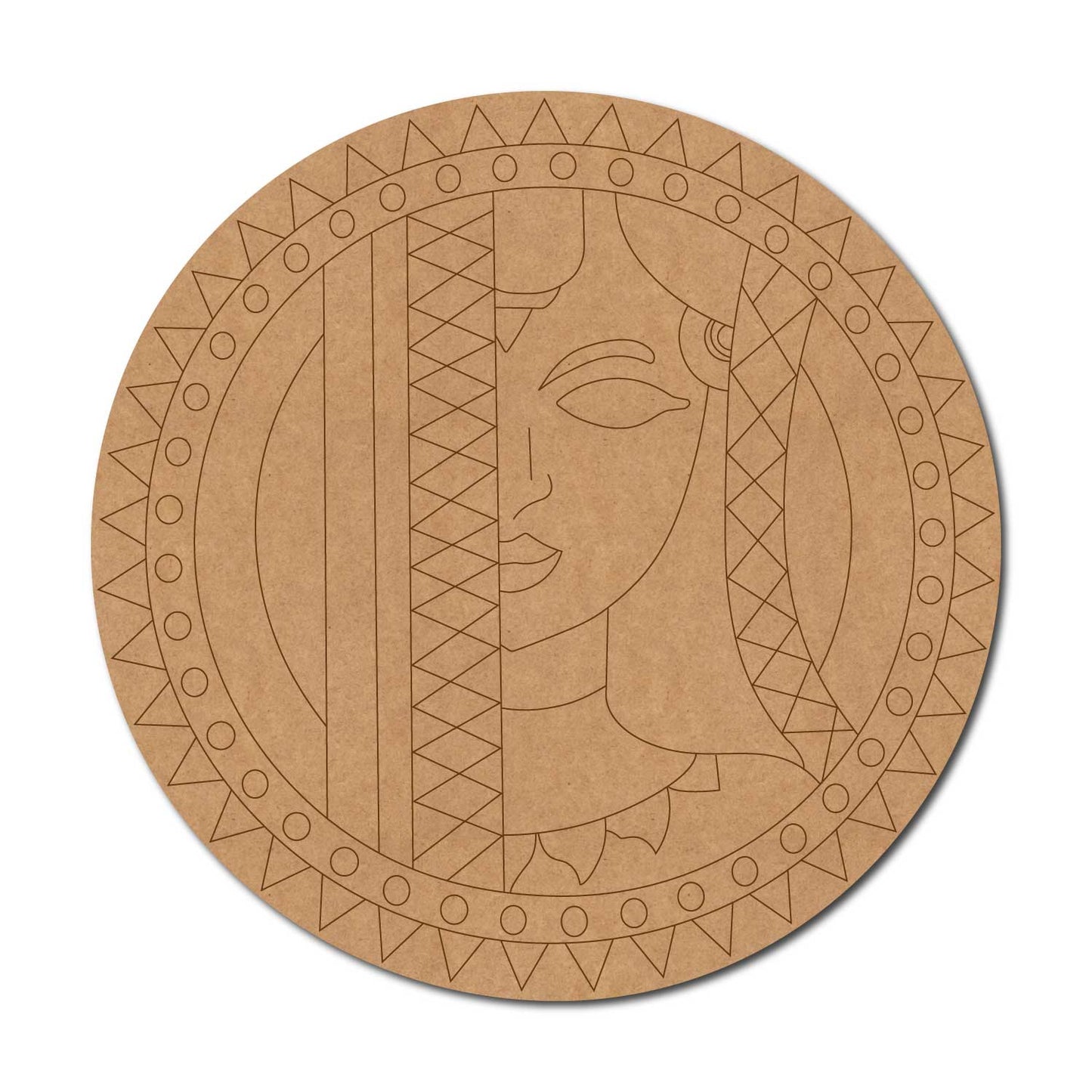 Durga Maa Pre Marked Round MDF Design 2