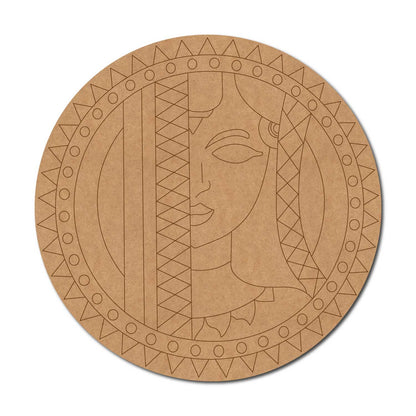 Durga Maa Pre Marked Round MDF Design 2