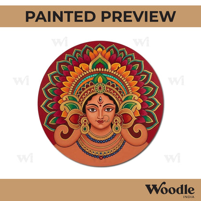 Durga Maa Pre Marked Round MDF Design 3