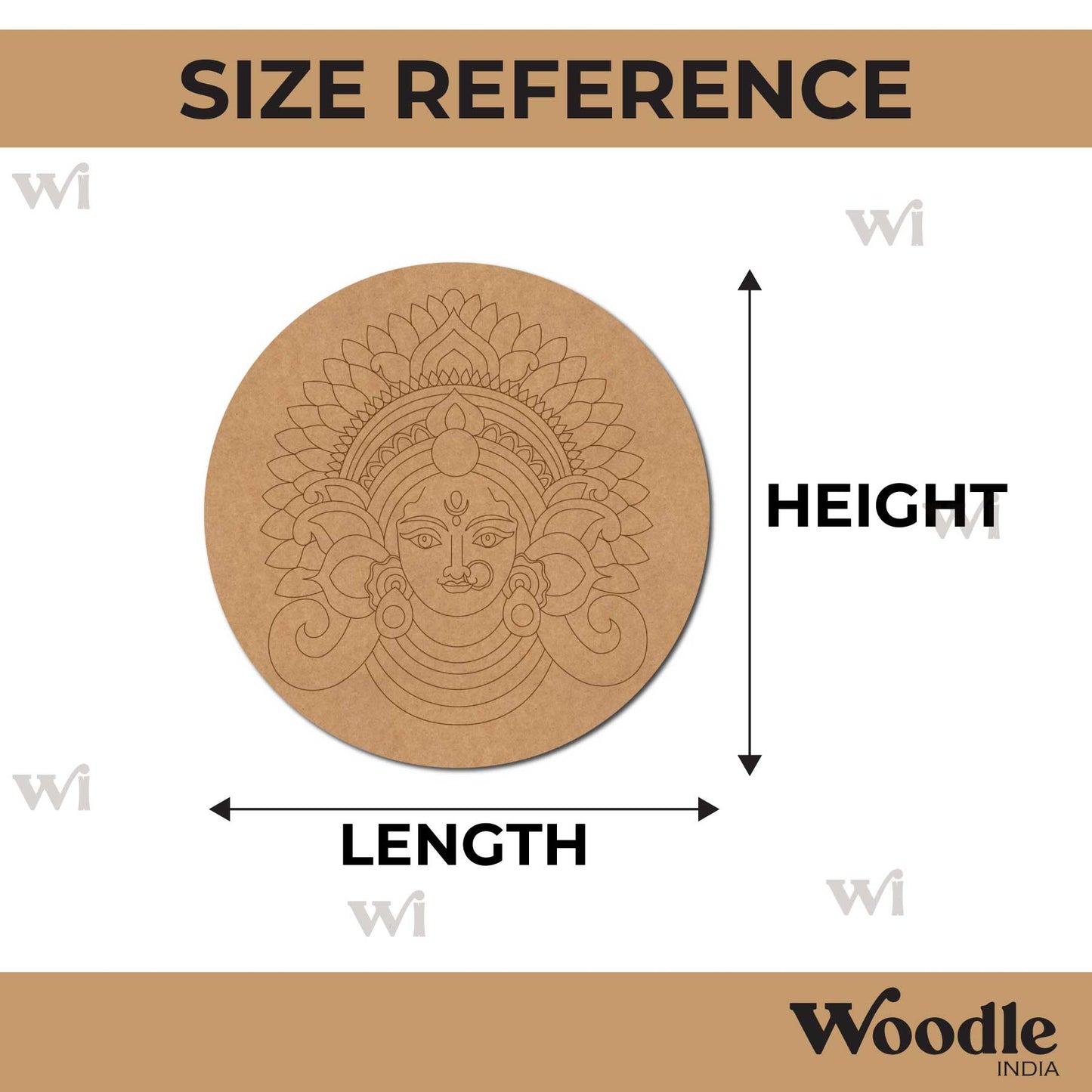 Durga Maa Pre Marked Round MDF Design 3