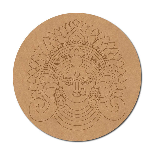 Durga Maa Pre Marked Round MDF Design 3