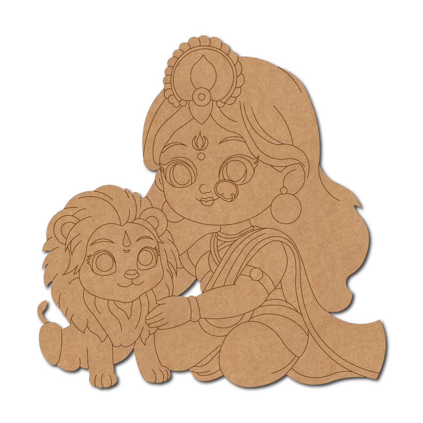 Durga Maa With Lion Pre Marked MDF Design 1