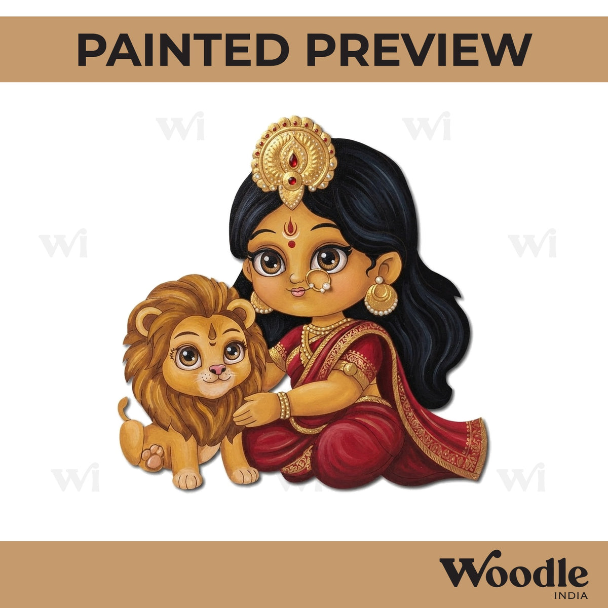 Durga Maa With Lion Pre Marked MDF Design 1