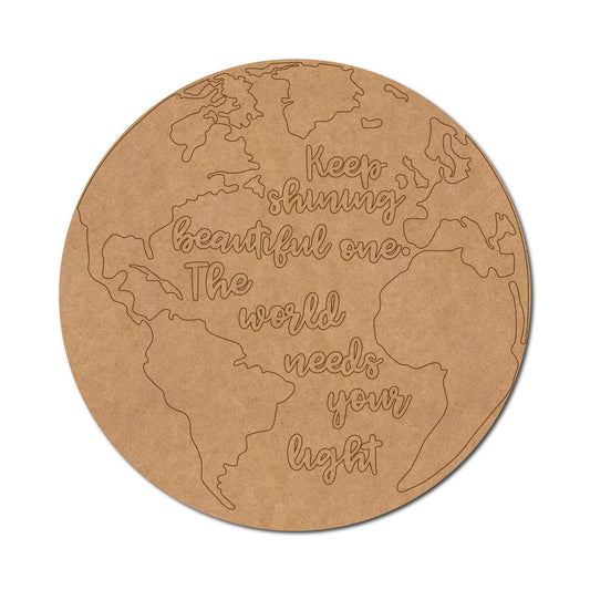 Earth Globe Text Pre Marked Base MDF Design 1