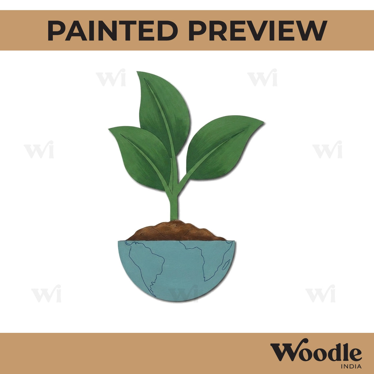 Earth With Leaves Pre Marked MDF Design 1
