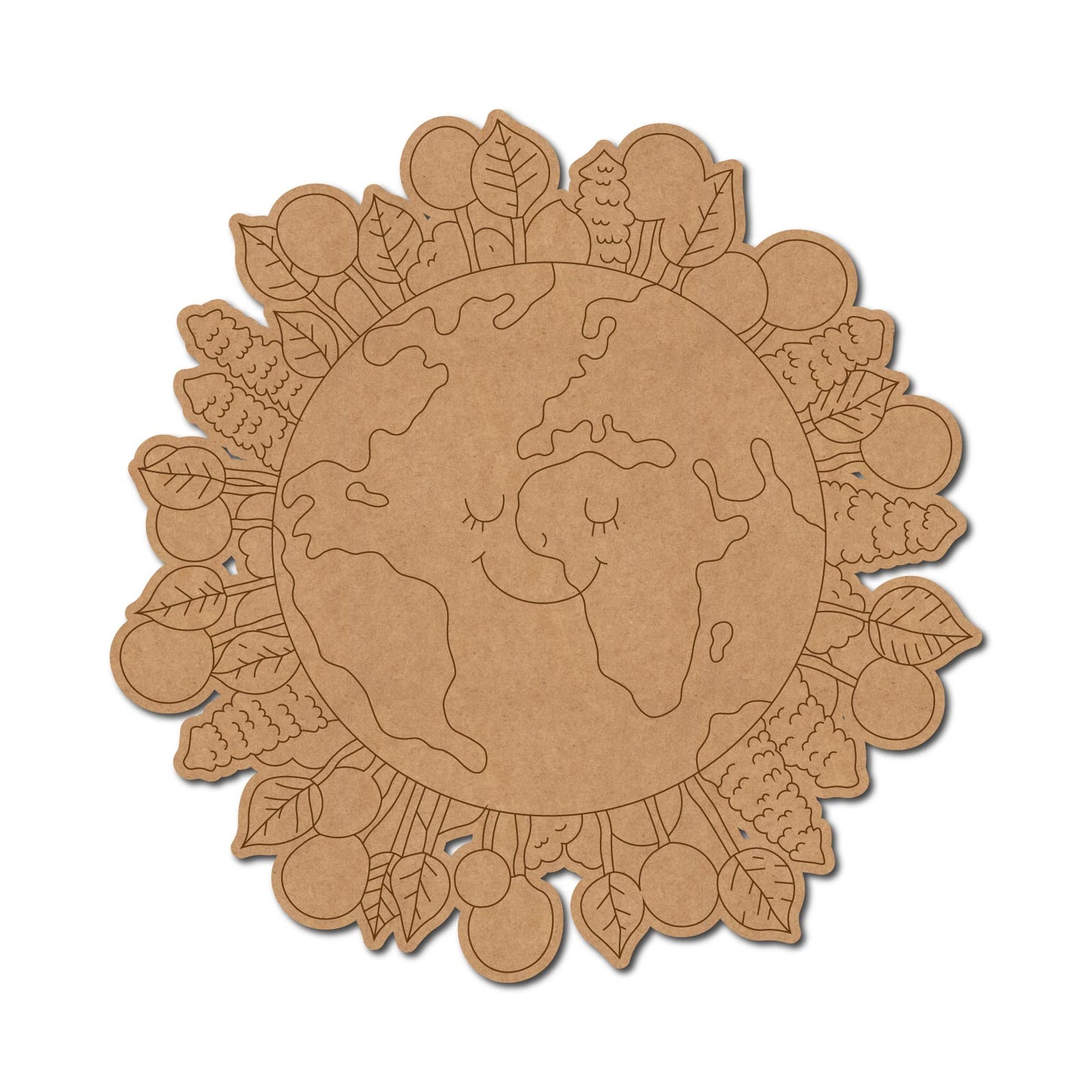 Earth With Trees Pre Marked MDF Design 1