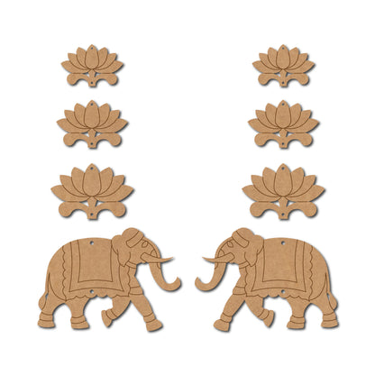 Elephant And Lotus Hanging Pre Marked MDF Design 1