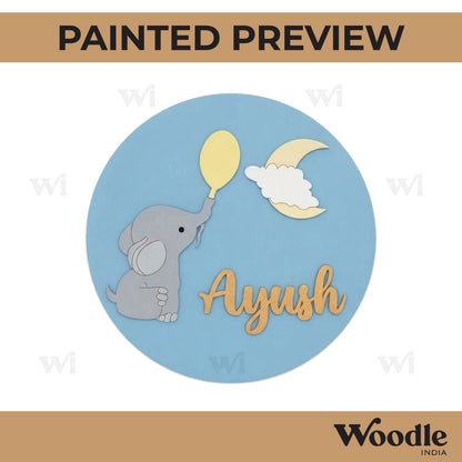 Elephant Clouds Nameplate MDF Design 1