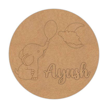 Elephant Clouds Nameplate MDF Design 1