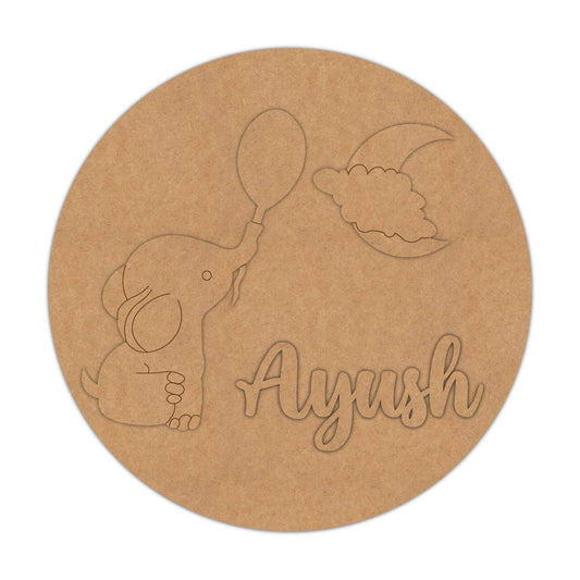 Elephant Clouds Nameplate MDF Design 1
