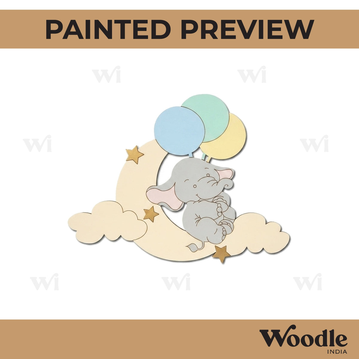 Elephant Clouds Pre Marked MDF Design 1
