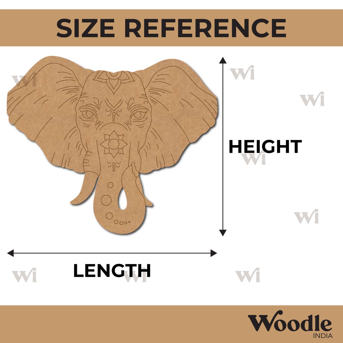 Elephant Face Pre Marked MDF Design 1