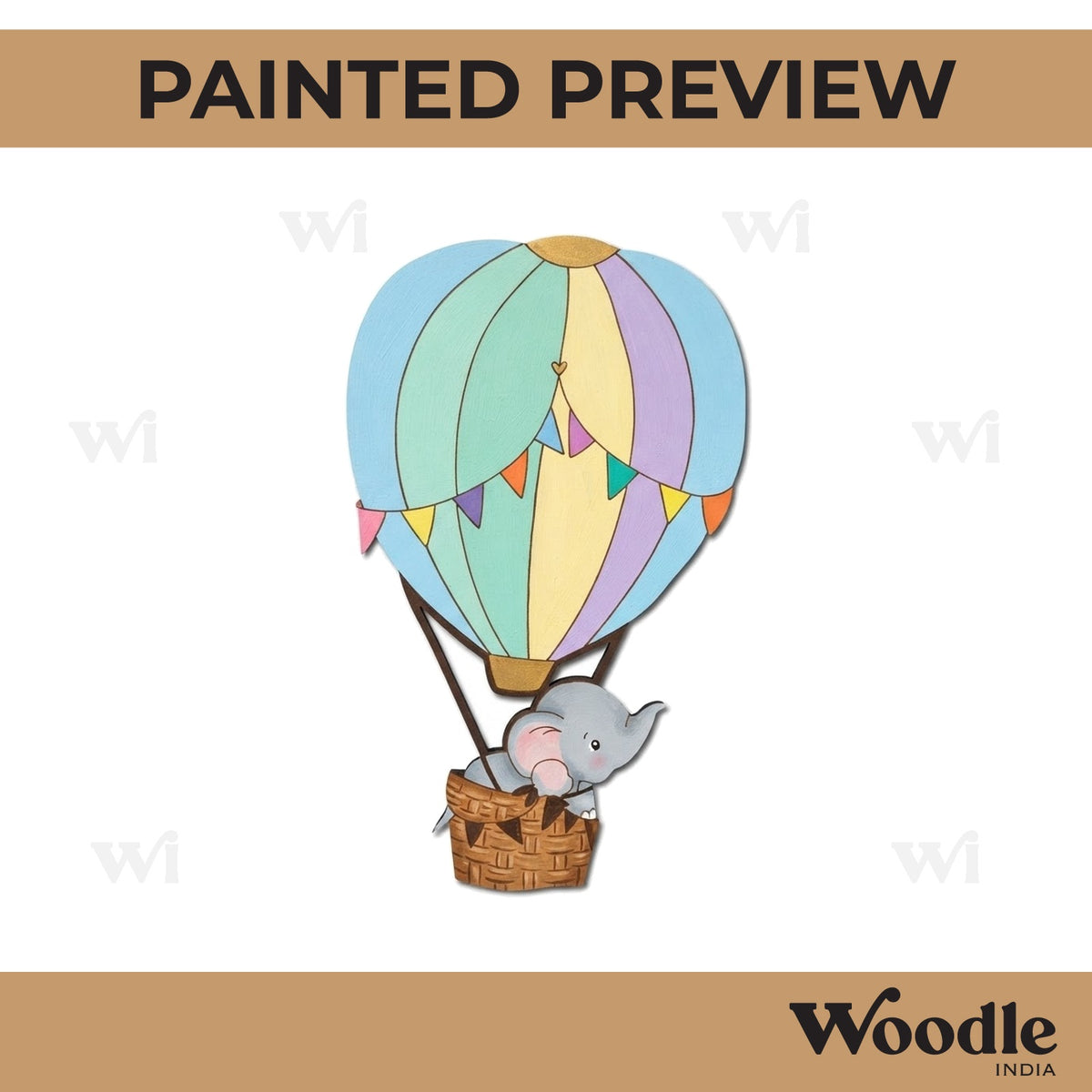 Elephant Hot Air Balloon Pre Marked MDF Design 1