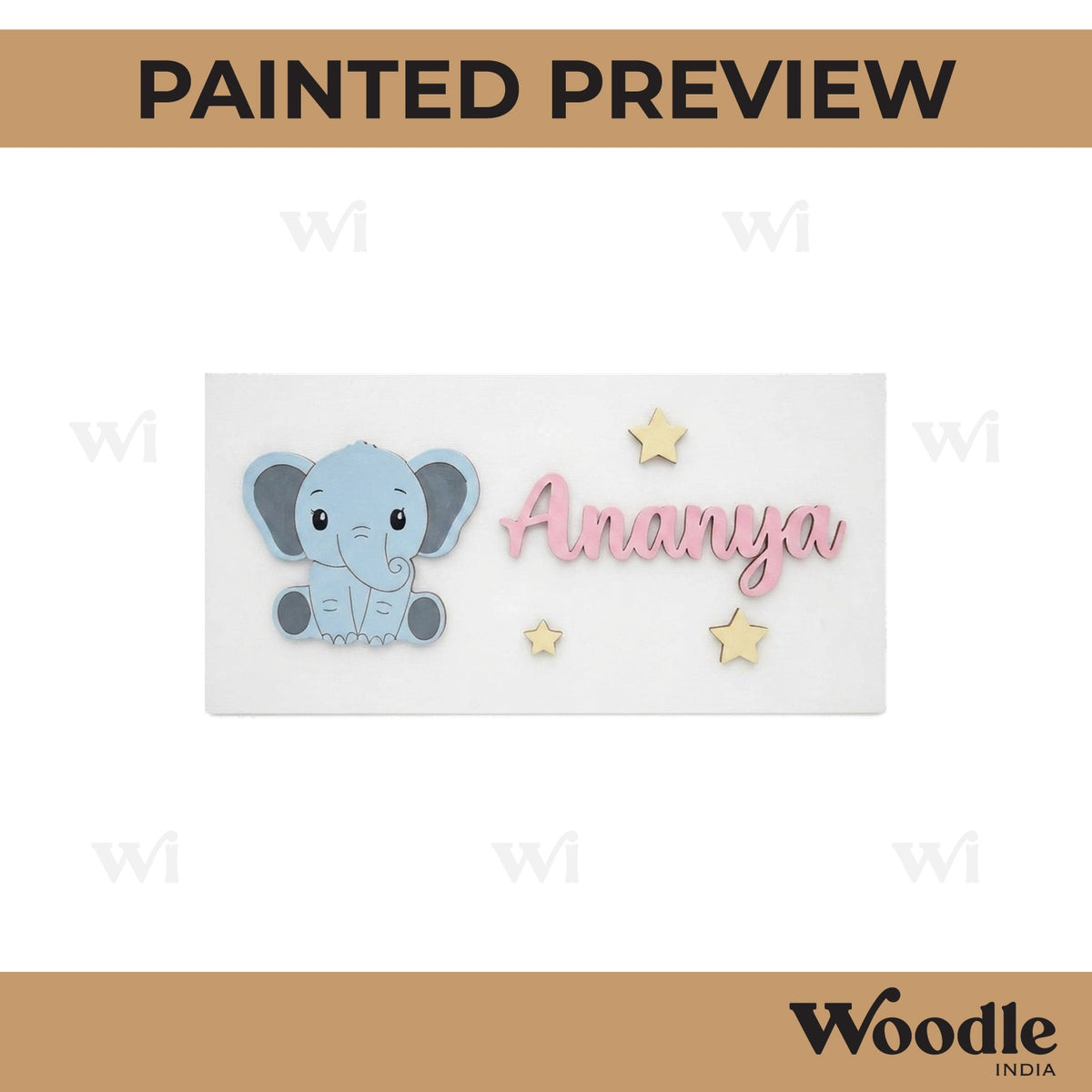 Elephant Kids Nameplate MDF Design 1