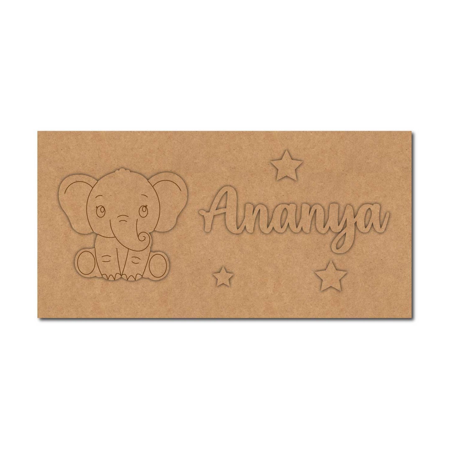 Elephant Kids Nameplate MDF Design 1