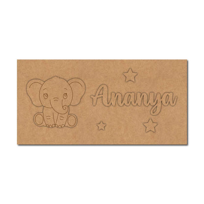 Elephant Kids Nameplate MDF Design 1
