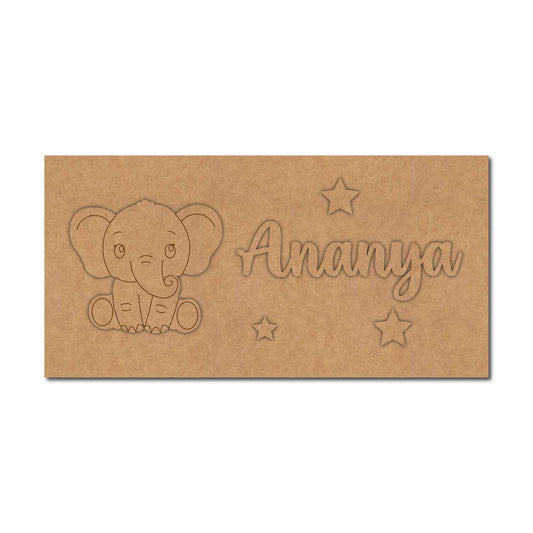 Elephant Kids Nameplate MDF Design 1
