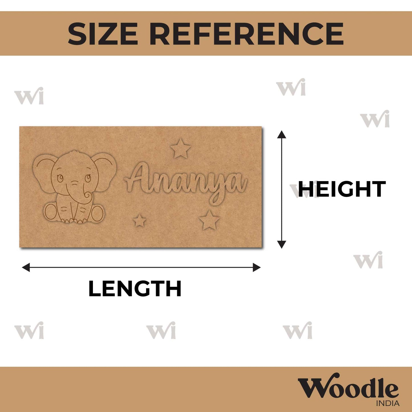 Elephant Kids Nameplate MDF Design 1