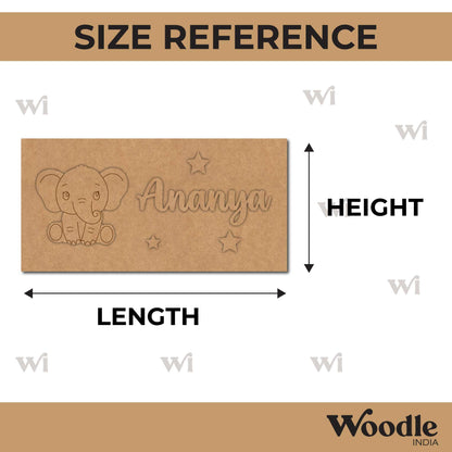 Elephant Kids Nameplate MDF Design 1