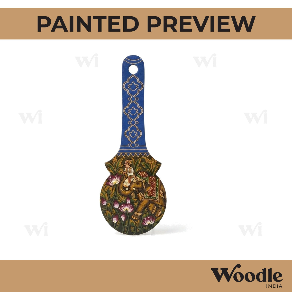 Elephant Kolam Ladle Pre Marked MDF Design 1