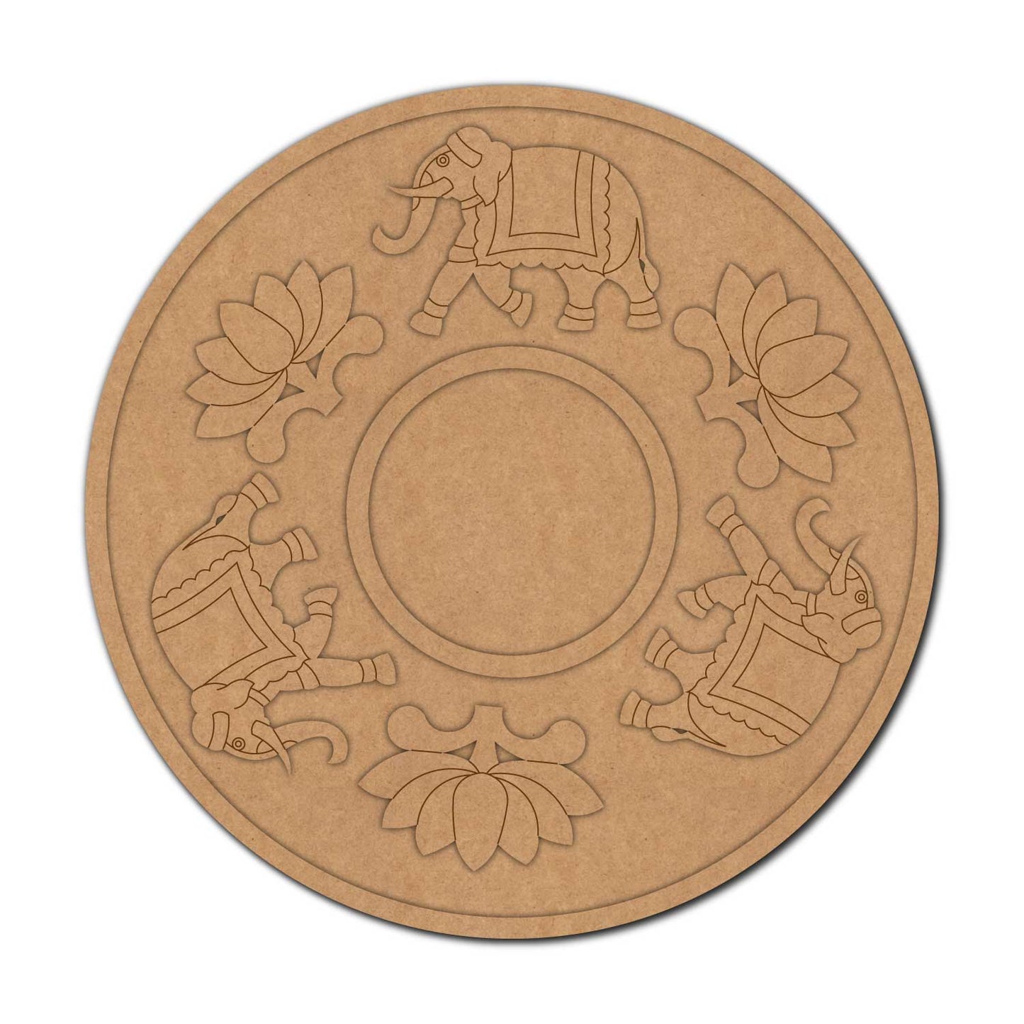 Elephant Lotus Diya Tealight Holder Pre Marked MDF Design 1