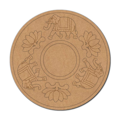 Elephant Lotus Diya Tealight Holder Pre Marked MDF Design 1