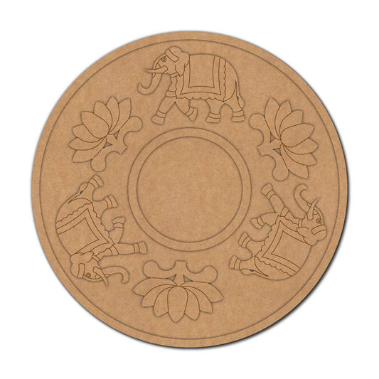 Elephant Lotus Diya Tealight Holder Pre Marked MDF Design 1
