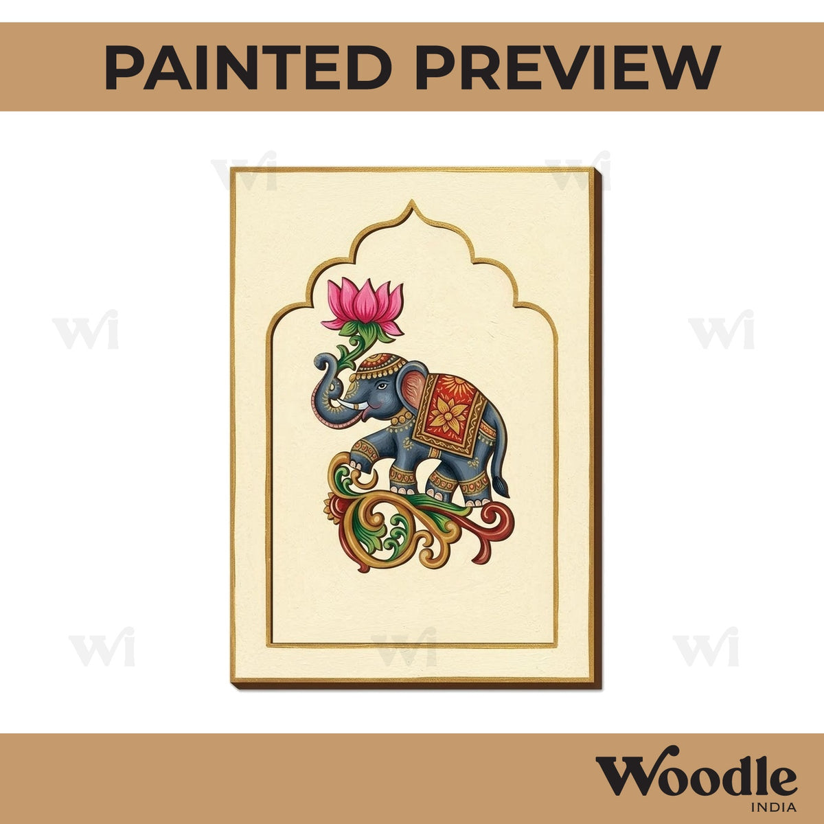 Elephant Lotus Jharokha Pre Marked MDF Design 1