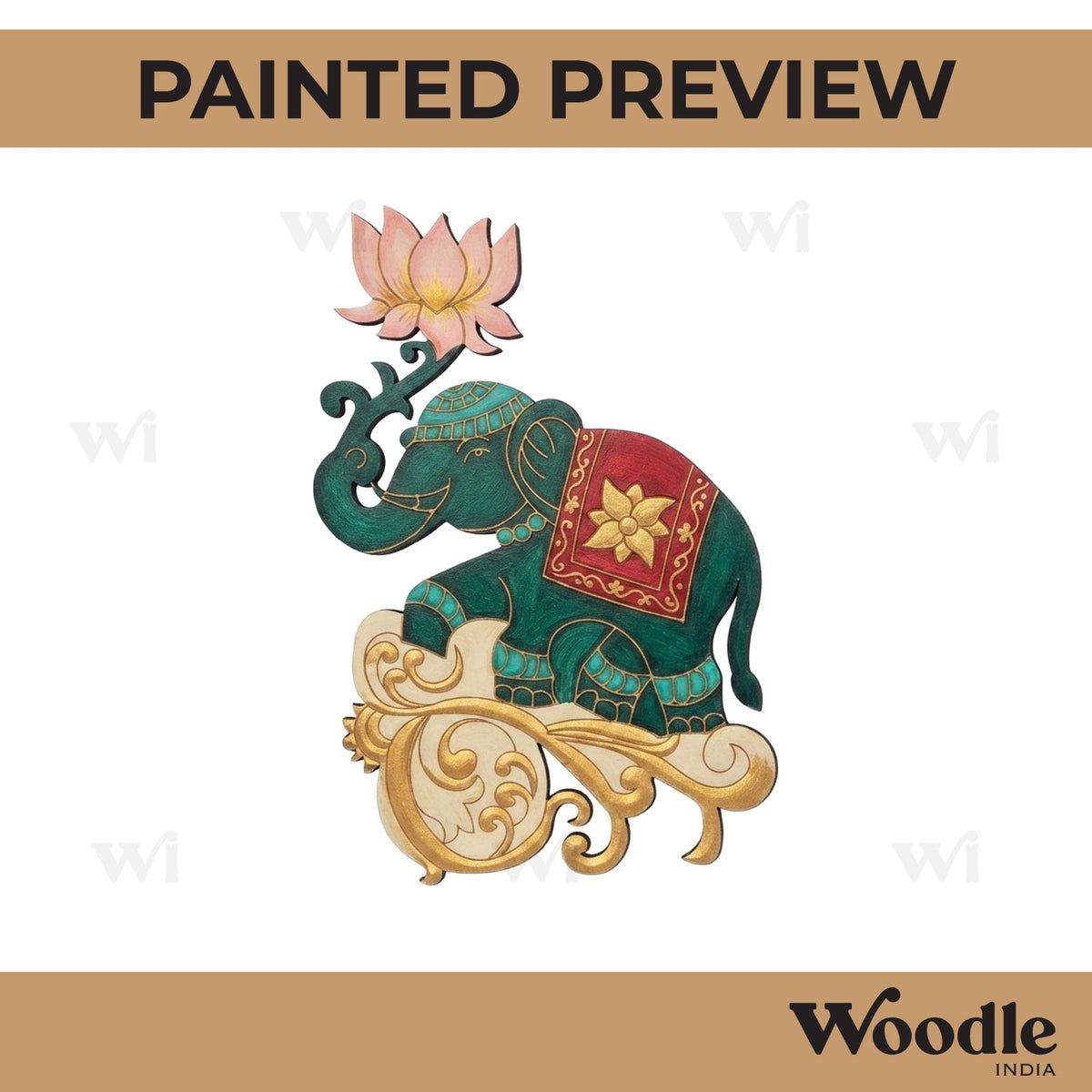Elephant Lotus Pre Marked MDF Design 1