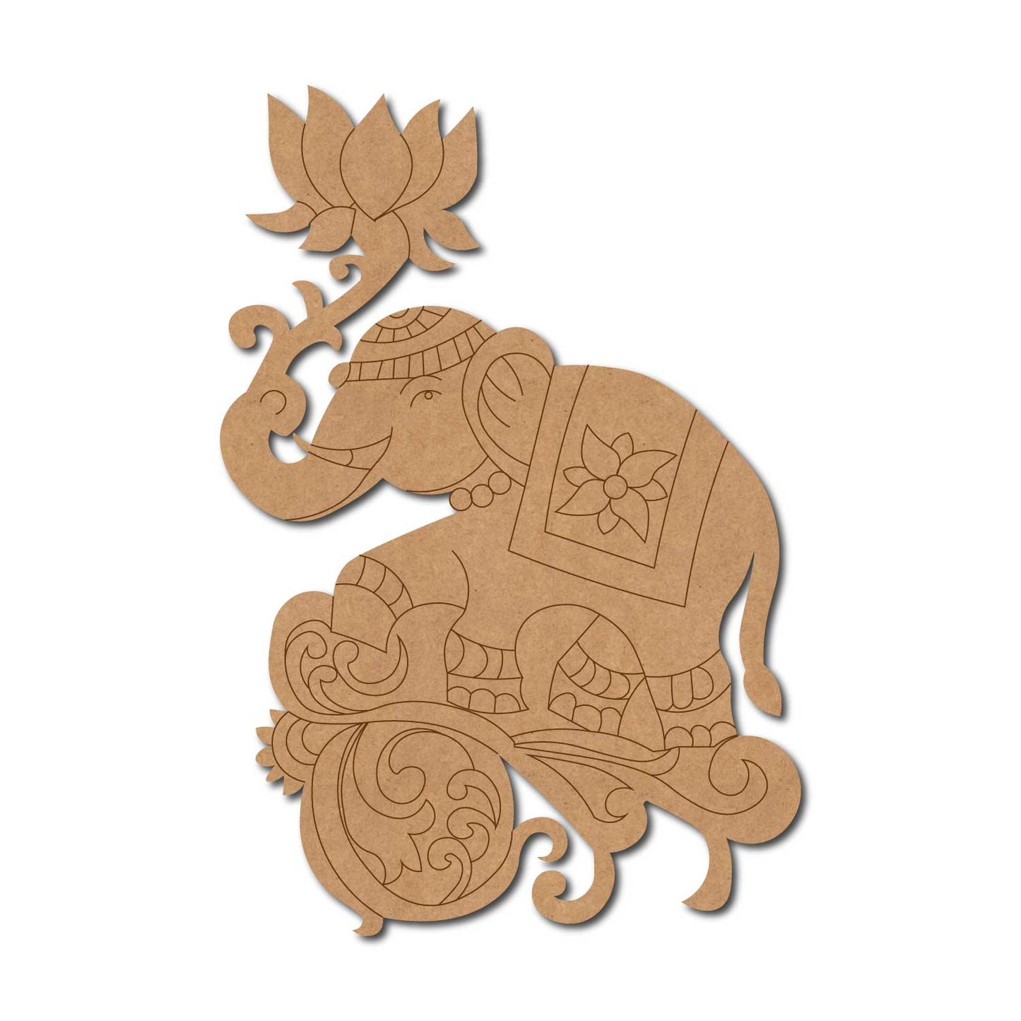 Elephant Lotus Pre Marked MDF Design 1