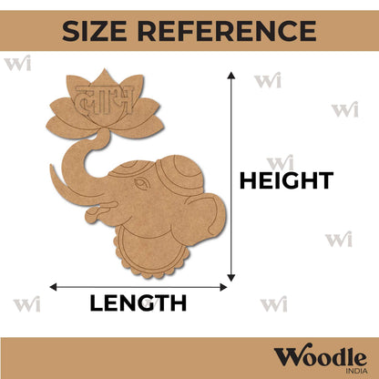 Elephant Lotus Shubh Labh Pre Marked Base MDF Design 1