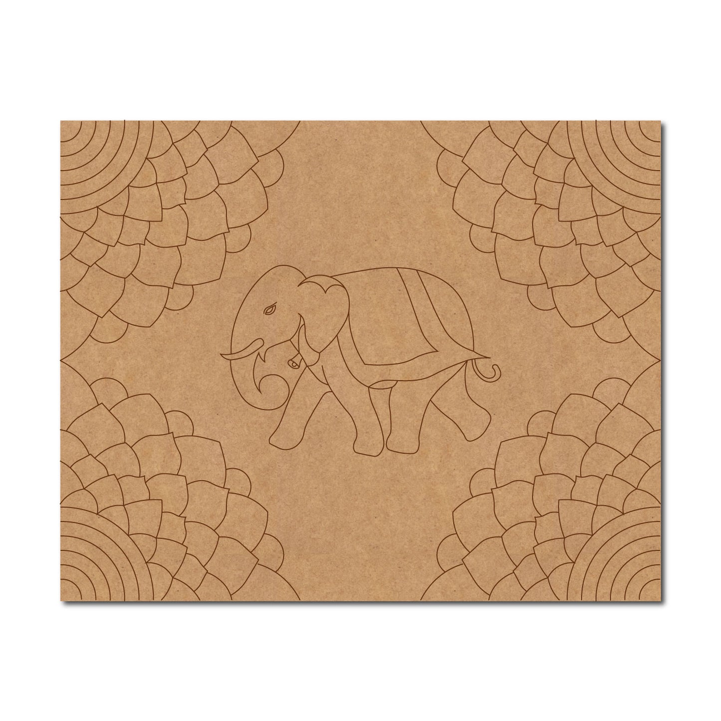 Elephant Mandala Pre Marked Base MDF Design 1