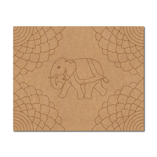 Elephant Mandala Pre Marked Base MDF Design 1