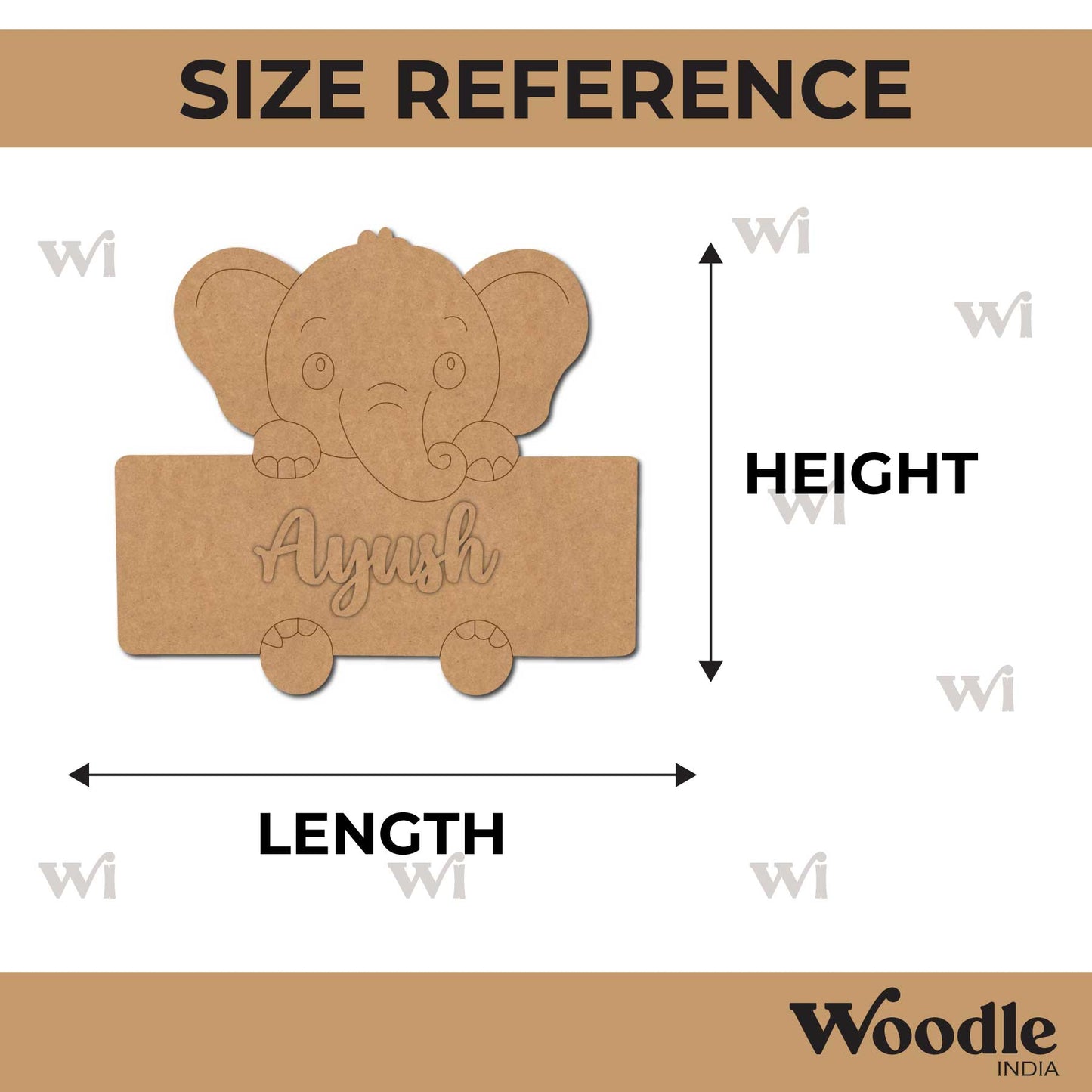 Elephant Nameplate Pre Marked MDF Design 2