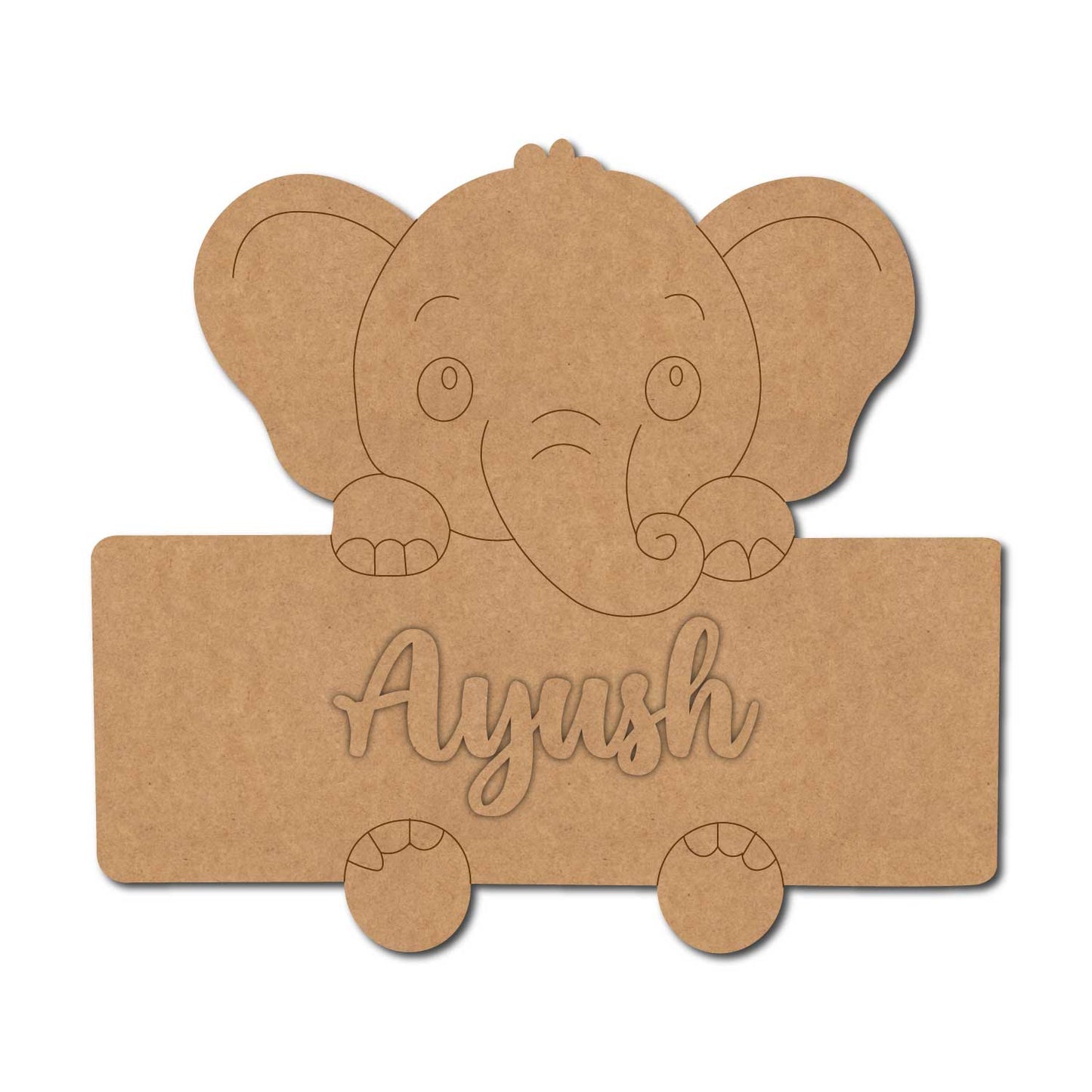 Elephant Nameplate Pre Marked MDF Design 2