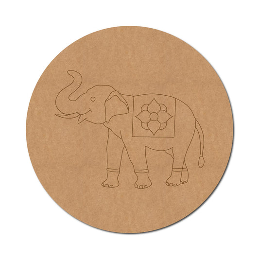 Elephant Pre Marked Round MDF Design 1