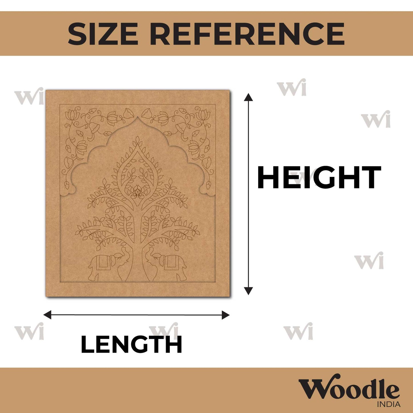 Elephant Tree Jharokha Pre Marked MDF Design 1
