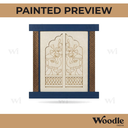Elephant Lotus Floral Jharokha Pre Marked MDF Design 1