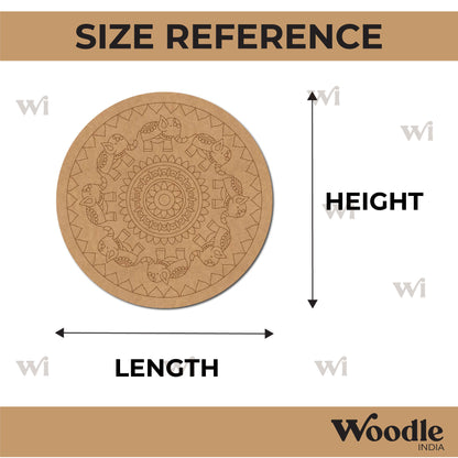 Elephants Mandala Pre Marked Round MDF Design 1