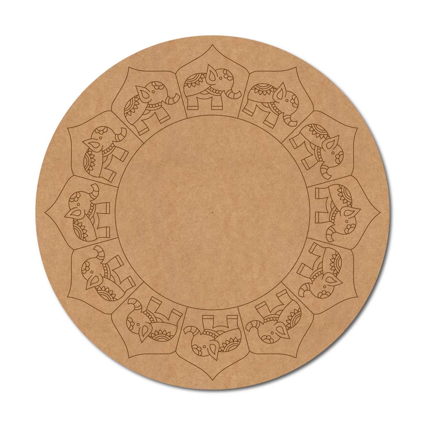 Elephants Pre Marked Round MDF Design 1