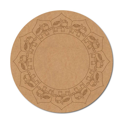 Elephants Pre Marked Round MDF Design 1