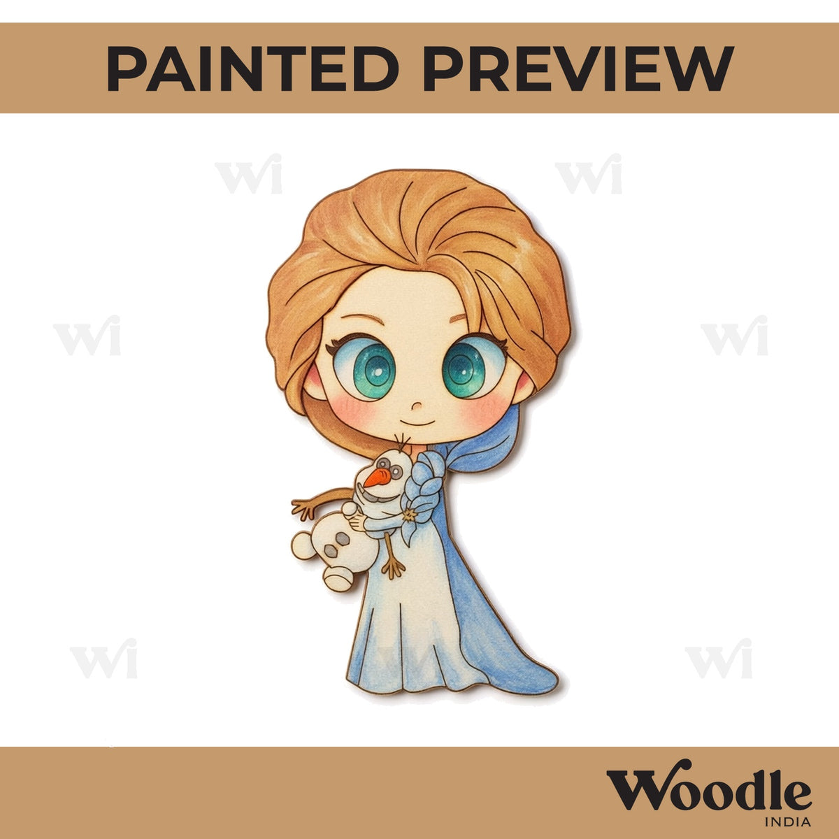 Elsa Holding Olaf Frozen Pre Marked MDF Design 1