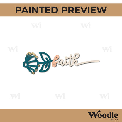 Faith Text Flower Cutout MDF Design 1
