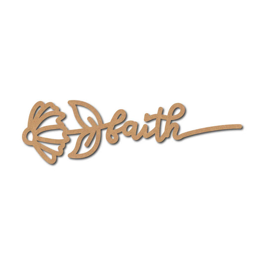 Faith Text Flower Cutout MDF Design 1