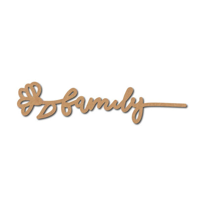 Family Text Flower Cutout MDF Design 1