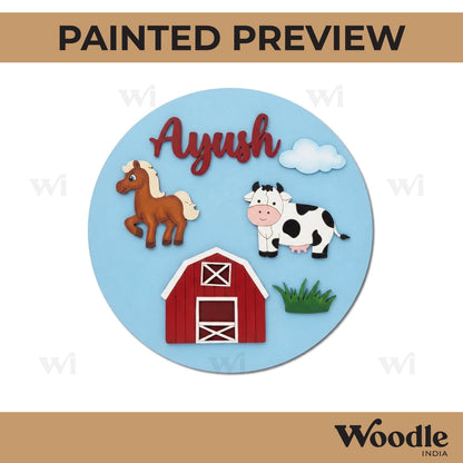 Farm Animals Nameplate MDF Design 1